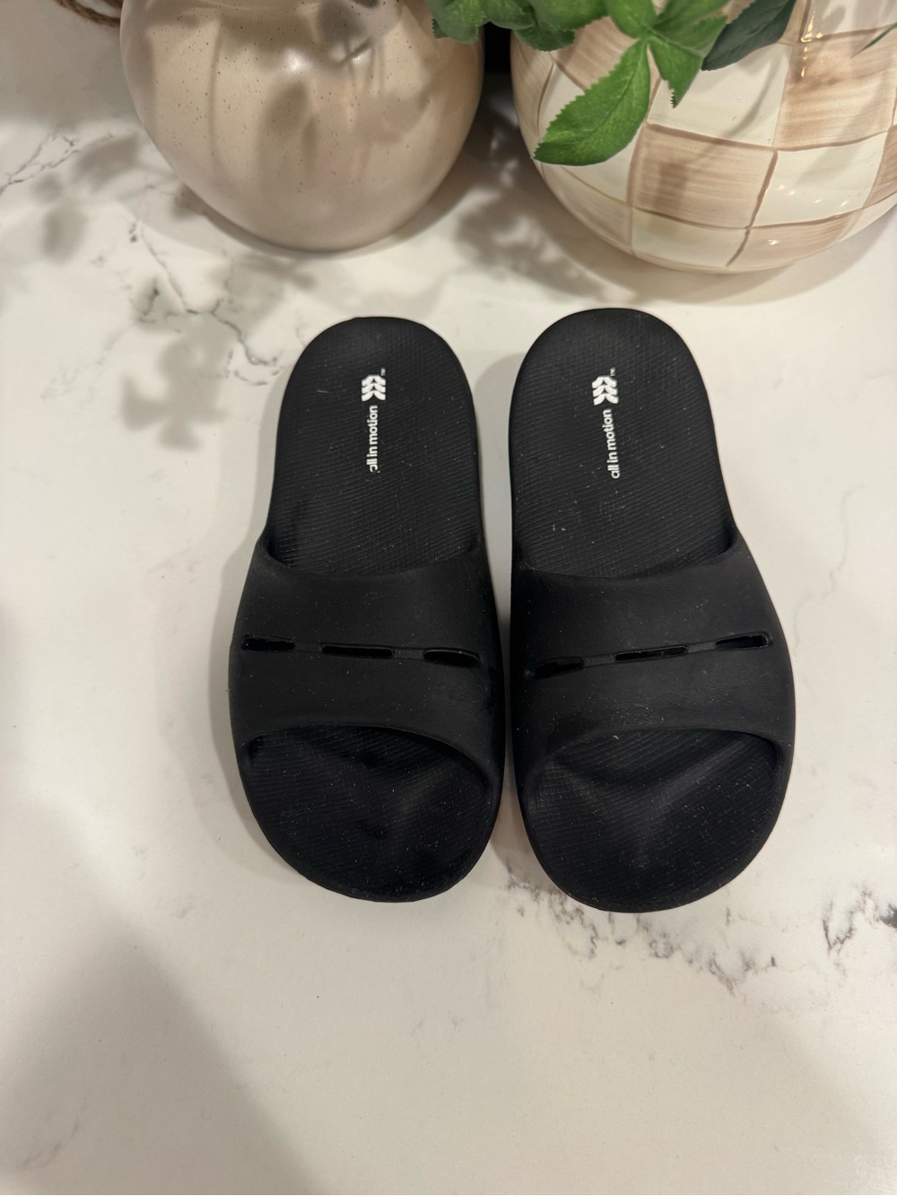 all in motion Black Kids Slip-On Slide Sandals